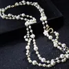 Fashion Pearl Beaded Long Necklace Women Flower Number Sweater Chain Necklaces6311660