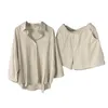 Kvinnors s￶mnkl￤der NHKDSASA Tv￥bit Set Women Home Suit Cotton Linen Shorts Set Vintage Boho Shirt High midja L￶st shorts Mujer Set 220913