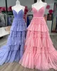 Ruffles Prom Dress 2023 Glitter Tulle Split Layer Gonna Lady Formal Evening Wedding Party Gown Homecoming Court Pageant Gala Runway Red Carpet 2k23 Blush Lavanda