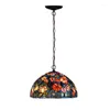 Pendant Lamps Luxury Stained Glass Flower Dragonfly Bedroom Salon Living Drawing Dining Room Hanging Lamp Decorative Lighting