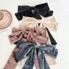 New Fashion Solid Color Barrette Bow Ribbon Hairpin For Female Girls Back Head Spring Clip Velvet Headwear Hair Accessories hot