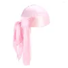 Berets Hair Accessories Long Tail Stretchable Turban Hat Du-Rag Headband Casual Thin Silky Riding Biker Headwear Pirate Satin