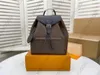 حقيبة مدرسية على ظهر حقيبة الظهر Montsouris للنساء للنساء M45516 إغلاق مشبك مغناطيسي مع رماة جلدية منقوشة حقيبة غير رسمية