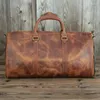 Duffel Bags Vintage Genuine Leather Luggage Bag Men Travel Large Capacity Totes Handbag Casual Business Shoulder Messenger