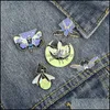 Pinnen broches 5 stijlen lichtgevende email Pin aangepaste motten vlinder maan broches tas rapel cartoon badge sieraden cadeau voor kinderen dhyrp