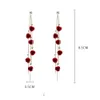 Dangle Fashion Rose P￩talo Pendientes para mujeres Rojo Blanco largo Long Tassel Dangle Pendientes colgantes Bodes Accesorios de joyas de joyer￭a