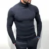 Menströjor Solid Slim Ribbed Sticked tröja Män Autumn Winter Warm Turtleneck Långärmad tröjor Fashion Mens Tight Knit Pullovers Tops 220914