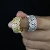 結婚指輪アイスアウトブリンブリン男性指ジュエリーフル舗装長方形キュービックジルコニア 5A CZ キューバリンクチェーン婚約指輪 220913