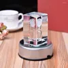 Lamp Holders LED Colorful Luminous Base Light Rotating Crystal Display Stand Holder Glass Transparent Objects