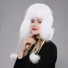 Trapper Hats 100% Real Fur Women's Russian Ushanka Snow Skiing Caps Earfap Winter Raccoon Bomber 220913