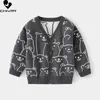 Pullover Autumn Winter Kids Cardigans Sweater Baby Boys Cartoon Bear Jacquard Single-breasted V neck Knit Cardigan Sweaters Coat Clothing 0913