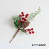 Faux Floral Greenery Artificial Berry Flower Red Fake Plants Pine Branches For Christmas Tree Wreath Decorations Christmas Tree Ornaments Kids Gift Supply J220906