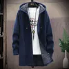 Mens Sweaters Winter men black hip hop long hoodie cardigan punk hiphop hooded Fleece Winter Jacket Mens Slim Sweaters Sweater Thick Warm Coat 220914