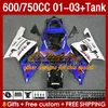 Wtrysk Srebrzysty fioletowe fair fairings zbiornik Suzuki GSXR750 GSXR-750 GSXR600 750CC K1 2001 2002 2003 152NO.108 600cc GSXR-600 01-03 GSXR 750 600 CC 01 02 03 OEM Fairing