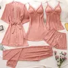 Women's Sleepwear Spring Autumn Pajamas Suit Women Sleepwear Set Silk Satin Kimono Bathrobe Gown Nightwear Casual Loose Home Clothes Pijamas 220913