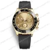 Mens Watch 2813 Автоматический механический M116518LN-0044 Watch 40-мм шампанский бриллиантовый ремешок натурального каучука без хронографа M116518 Керамическая рамка Мужские часы Мужские часы