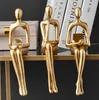 Kunst en ambachten Noordse stijl Creative Golden Character Figurines Miniatures Musician Thinker Ornament Studie Room Decoratie Moderne Home Decoratie