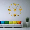 Horloges murales sans cadre ferme poulet et oeufs frais bricolage horloge géante ferme rustique décor cuisine montre miroir autocollants