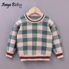 Amya Baby Autumn Boys Knit Plaw Pullover Kids Tröjor Spädbarnskläder Jul Toddler Boy Winter Tops 0913
