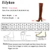 부츠 Eilyken New Women Square High Heel Boots Designer Chunky Heel Shoes Long Boots jipper on the Knee Botas Mujer 220913