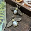 عتيقة Bee Brooch Retro Pearl Ensect Breases Suit Suit Fabel Pin Fashion Jewelry Association