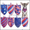 Hundkläder Dog Bandana American Independence Day husdjurstillbehör Små medium stor kattbandanas halsduk levererar 4: e jy drop leverans dho4l