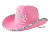 Halloween -hoeden tiara voelde cowboy met LED -lichtwonmen roze voor kostuumaccessoires prop