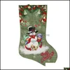 Decorazioni natalizie Green Christmas Big Sock Gift Bag Decorazione natalizia Calzini stampati Caramelle Calze Ornamenti Bambini Drop Deliver Dhnh8