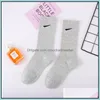 Shoe Parts Accessories Socks Socking Sports Sock Letter Breathable Cotton Calzino Jogging Basketball Football Embroidery Classic Fas Dhuvl