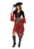 Casual Dresses Female Caribbean Pirates Captain Costume Halloween Cosplay Suit Woman Gothic Medoeval Fancy Dress