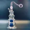 5 Inç Cam Yağı Brülör Bong Su Boruları Kalın Nargile Pyrex Recycler Dab Bongs Inline Büyük Boy Birdcage Matrix Percolater, 10mm Erkek Cam Yağı Brülör Borusu ve Hortumu