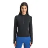 L-206 Kurze Sweatshirts mit halbem Reißverschluss für Damen, Yoga-Oberteile, schmale Passform, langärmelige Hemden, Taillenlänge, Sportjacke, weicher und warmer Fitness-Mantel, modisches Kapuzenpullover mit Stehkragen