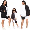Match Nashakaite 2pc Topshorts Family Look Mother Daughter Summer Black Contrast Contras Mommy and Me Tenfits 220914