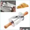 Utensili per pasticceria da forno Croissant in acciaio inossidabile Pane Taglierina per pasta Ruota a rulli Coltello da pasticceria Manico in legno Cucina Cottura Dropship Dro Dhblv