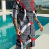 Herresp￥r Men ￶verdimensionerade kl￤der Tv￥ stycken Set Tracksuit Vintage Casual Streetwear 3D Printed Beach Set Men Summer Tshirt Shorts 220914