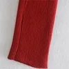Damesbreien Tees Blsqr Vintage Square Neck Women Sweater Red Red Long Sleeve vrouwelijke gebreide trui elasticiteit dames pullover jumper 220914