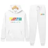 Träningsoveraller för män Träningsoveraller för män Trend Hooded 2-delade set Huvtröja Träningsbyxor Sportkläder Joggingoutfit Trapstar Logotyp Man Clothing