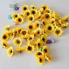 Faux Floral Greenery 100 pcsparty 4Cm Mini Silk Sunflower Artificial Flowers Head For Wedding Home Decoration Diy Wreath Scrapbooking Fake Flowers J220906