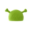Förälder-barn barns kreativa roliga gröna söta monster shrek tecknad varm kall hatt kvinnlig vinter
