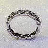 Bagues de cluster Twist Shape Bague Thai Argent Mariage pour hommes Ouverture réglable Imitation Noir Créatif Queue en détresse