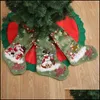 Decorações de Natal Green Christmas Big Sock Bolsa Presente Decoração de Natal Meias Impressas Candys Ornamentos Crianças Drop Deliver DHNH8