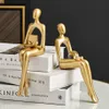 Arts and Crafts Abstract Resin Statue Golden Miniatures Modern Home Decoration Bookshelf Accessories Christmas s Gifts