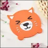 Mats Pads Cartoon Animal Drink Coaster Table Table Placemat Coffee Coasters Stand pour tasse Mat à tapis Cuisine Accessoires de tapis Drop Del Dhvgd