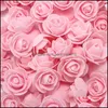 Decorative Flowers Wreaths 50Pcs/Lot Teddy Bear Of Roses 3Cm Foam Wedding Decorative Flowers Christmas Decor For Home Diy Gifts Arti Dhfox