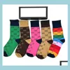 Chaussures Pièces Accessoires Femmes Chaussettes Luxe Chaussette Créateur De Mode Hommes Cinq Paires Sports Hiver Lettre Imprimé Broderie Coton Femme W Dhfjk