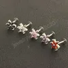 Flower Zircon Lip Ring Stud Piercing Bar Labret Ear Cartilage Earrings Tragus Helix Stainless Steel Body Jewelry
