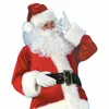 Herren-Trainingsanzüge, 4-teilig, Weihnachtsmann-Kostüm, Anzug, Weihnachtsmann, Herren-Kostüm, Outfit, Deluxe, Cosplay, Party, Oberteile, Hosen, Hut, Gürtel, Schnurrbart