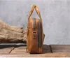 BROCKASER Vintage Natural äkta läder Mäns portfölj lyx Luxury Laptop Handbag Work Axel Messenger Bag