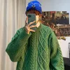 Mens Sweaters Men Winter Sweater Pullover Autumn Loose Knitted Sweater Korean Version Trend Green Sweaters Jumper Hip Hop Streetwear Knitwear 220914