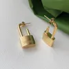 Titanium stalen lock stud earring gouden zilveren dames slotbrief oorbellen voor cadeau partij mode sieraden